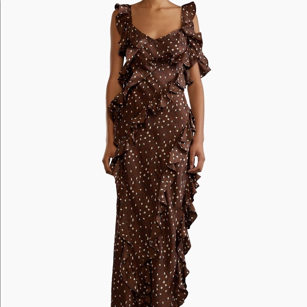 Cynthia rowley brown polka dot silk dress size 0